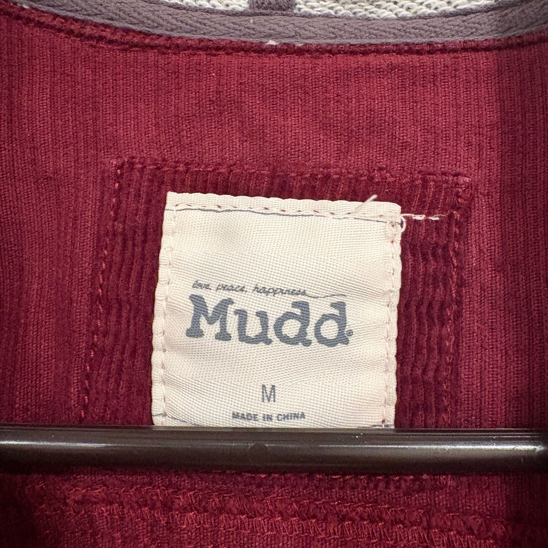 Mudd Y2K Burgundy Corduroy Jacket Womens Medium Hooded Knit Sleeves Indie Sleeze 3