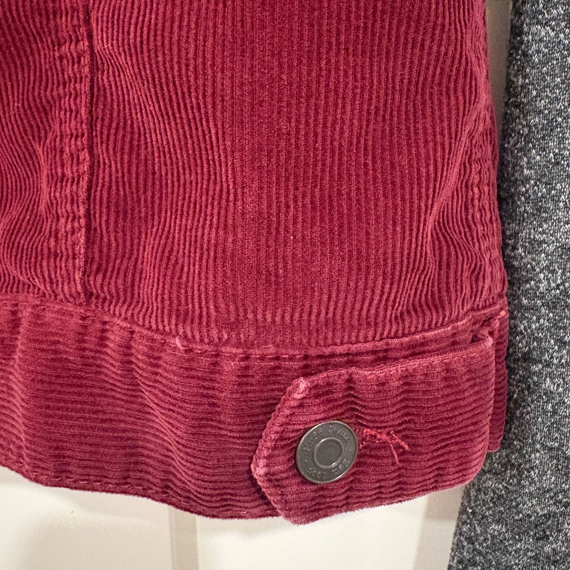 Mudd Y2K Burgundy Corduroy Jacket Womens Medium Hooded Knit Sleeves Indie Sleeze 9