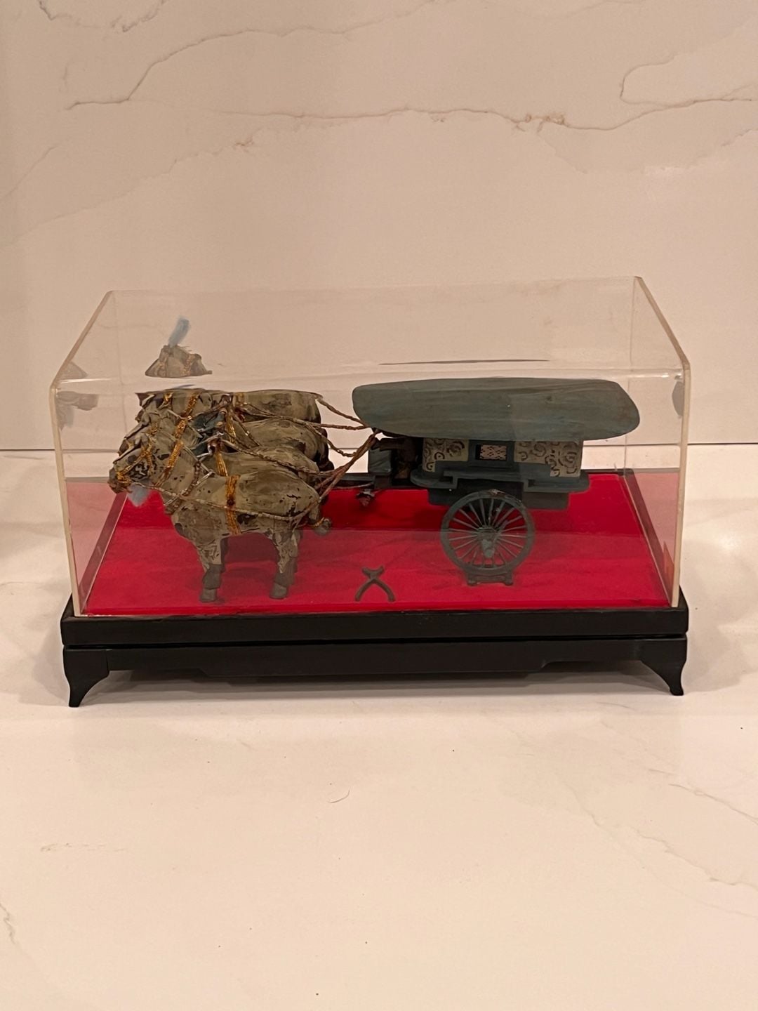 Vintage Chinese Terracotta Bronze Chariot And Horses 1
