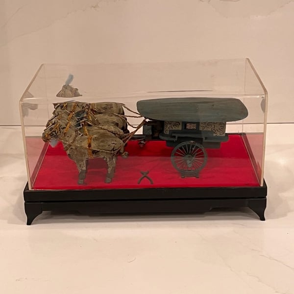 Vintage Chinese Terracotta Bronze Chariot And Horses