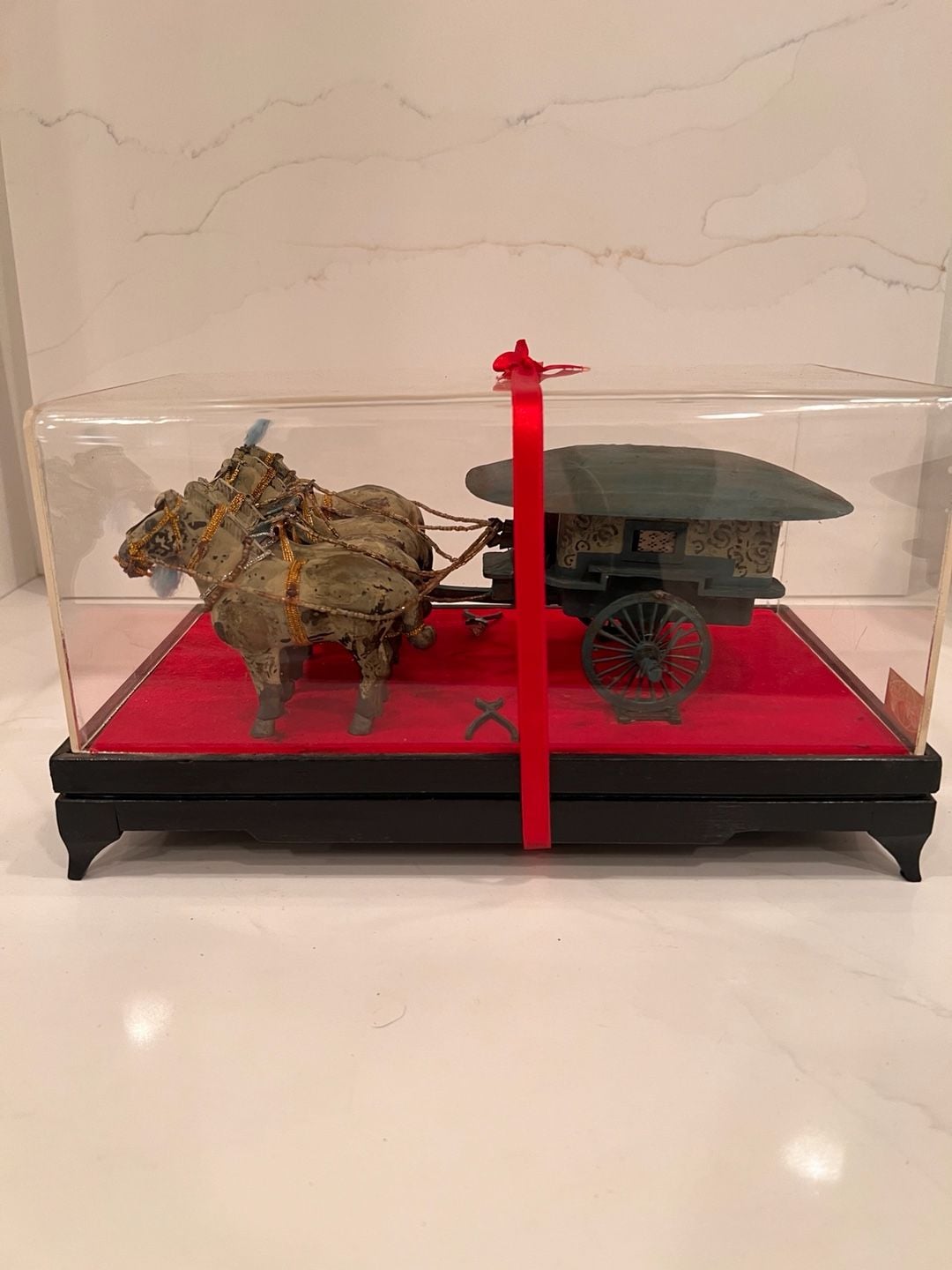 Vintage Chinese Terracotta Bronze Chariot And Horses 2