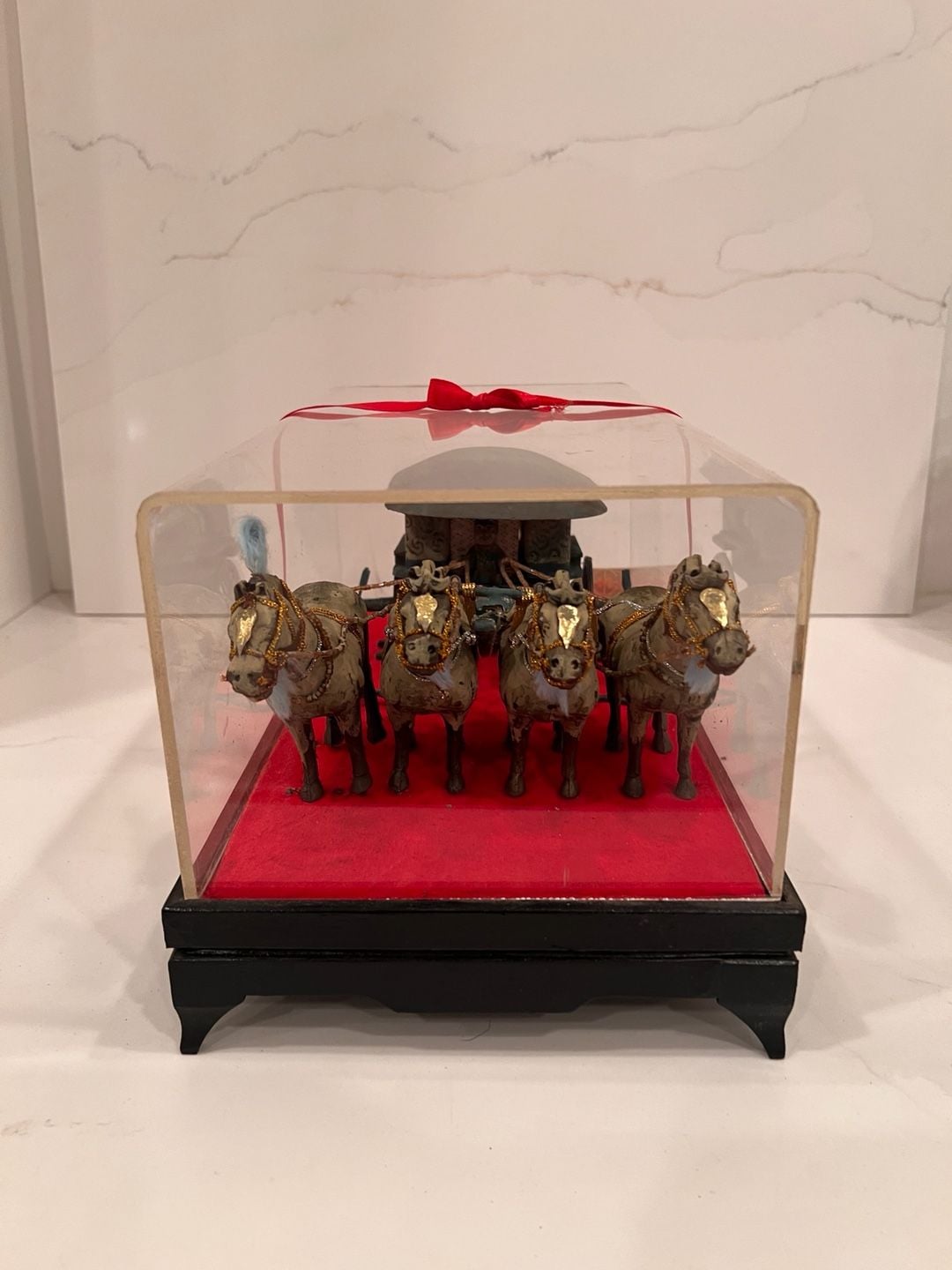 Vintage Chinese Terracotta Bronze Chariot And Horses 3