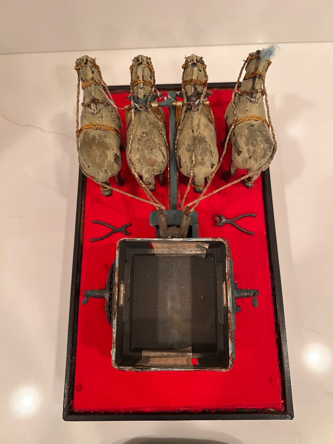Vintage Chinese Terracotta Bronze Chariot And Horses 10