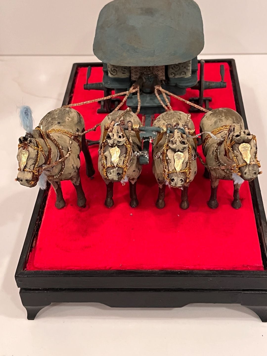 Vintage Chinese Terracotta Bronze Chariot And Horses 11