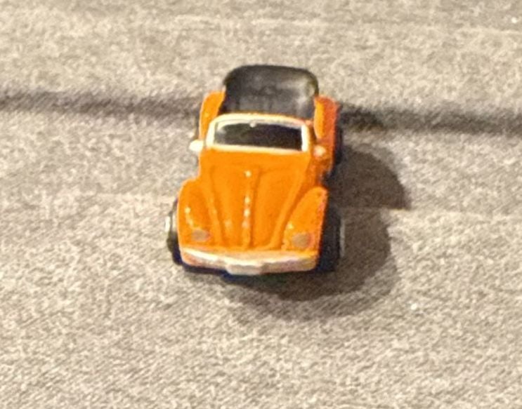 Micro Machines Volkswagen Beetle Convertible Orange Toy Car 2