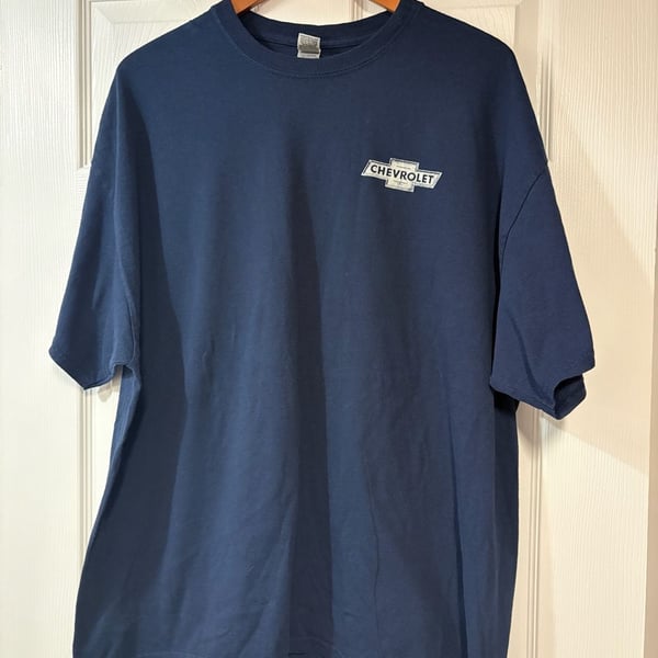 Chevrolet American Classic T-Shirt Size 2XL Navy Blue Flag Logo Graphic Tee