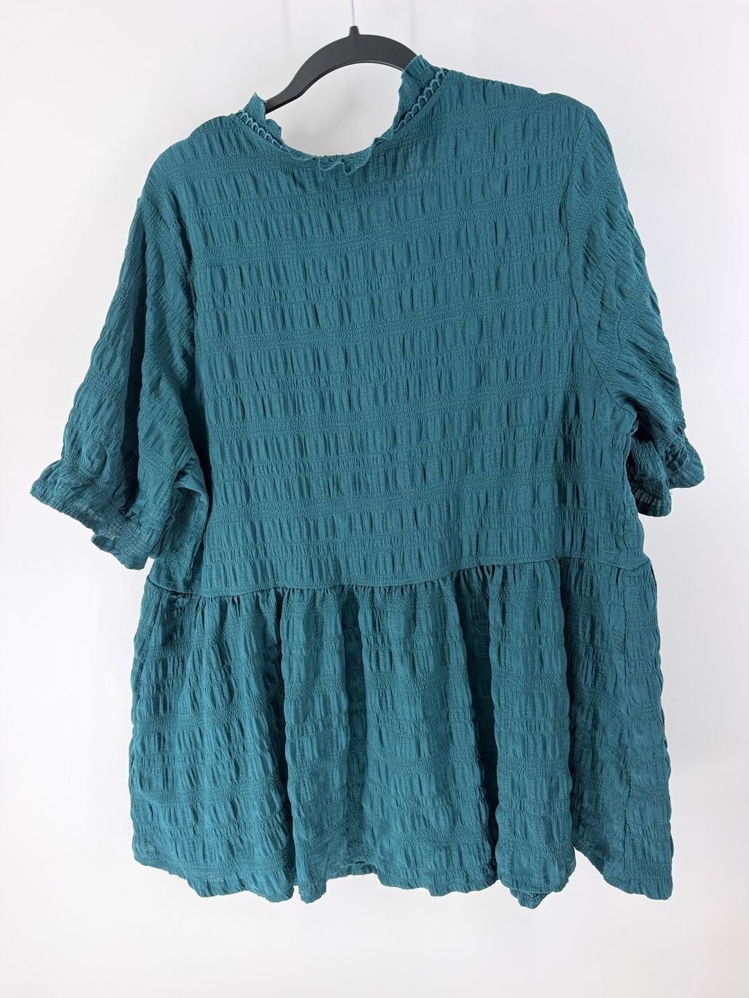 Emery Rose 3XL Teal Ruffle Peplum Blouse Textured Babydoll Boho Top 3