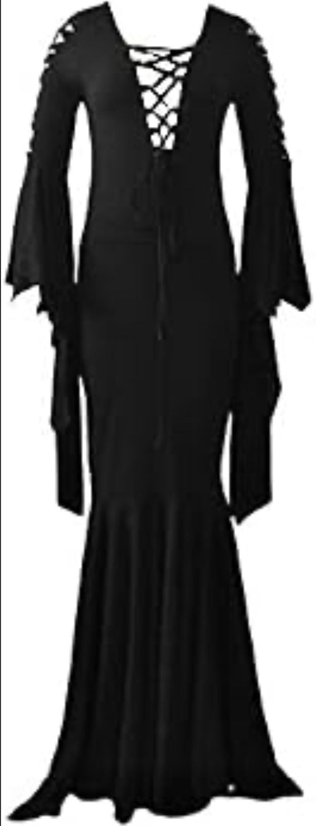 Gothic Medieval Lace-Up Long Sleeve Black Dress Costume 2