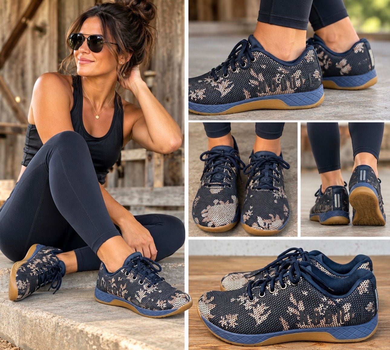 NOBULL Project Camo Trainer Shoes Navy Tan Gum Women’s 7.5 Men’s 6 CrossFit 2
