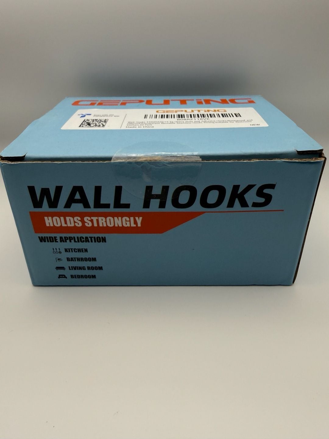 GEPUTING Wall Hooks Heavy Duty Self Adhesive 20 Pack Transparent 1