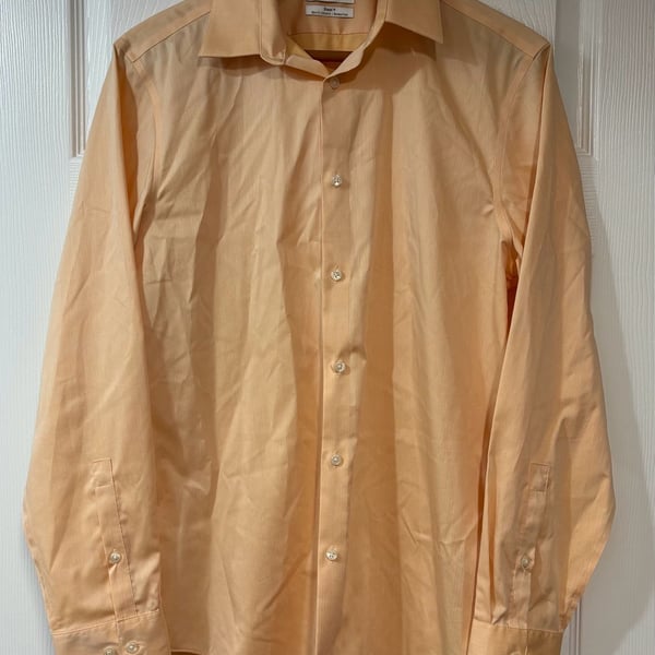 Calvin Klein Steel+ Slim Fit Dress Shirt Size 15.5 32/33 Orange Long Sleeve