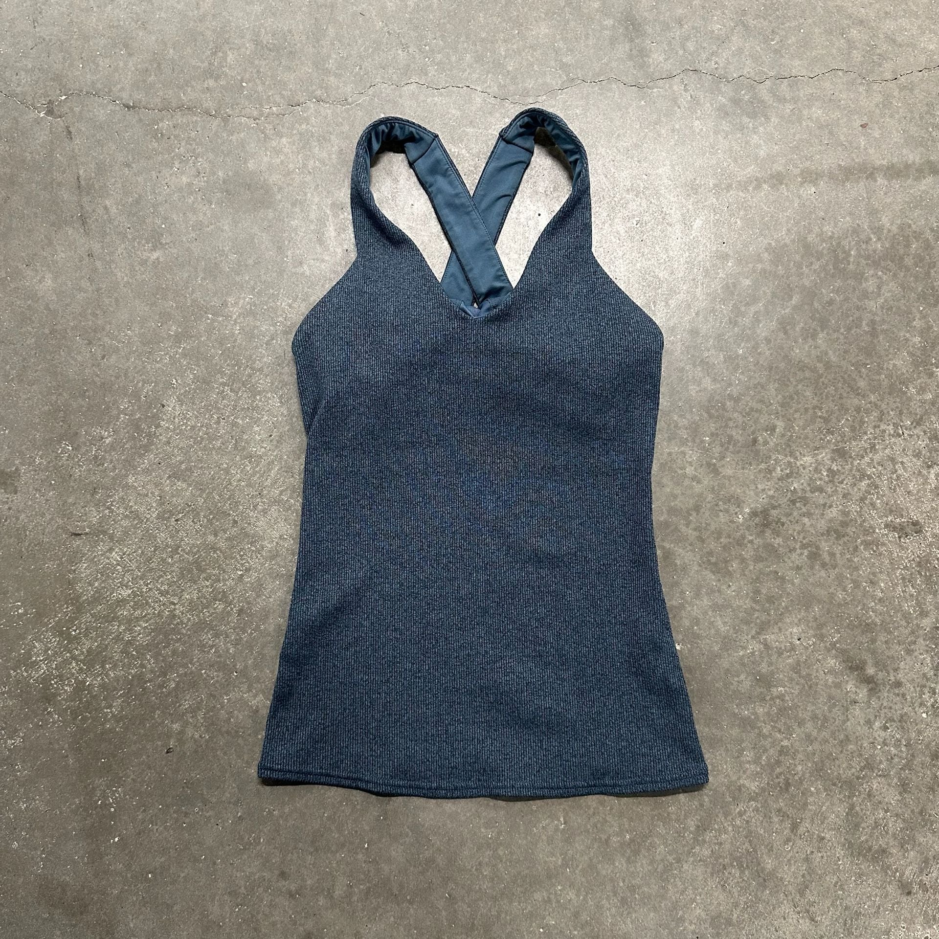 Alo Yoga Ribbed Halter Tank Top Small Cross Back Built In Bra Activewear 3