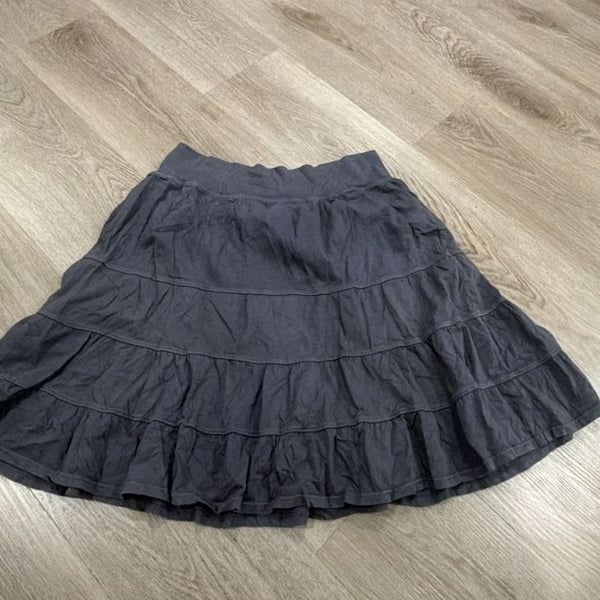 Fresh Produce Skirt Size M Gray Tiered Cotton Made in USA