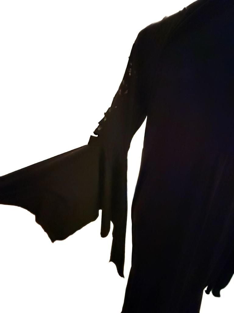 Gothic Medieval Lace-Up Long Sleeve Black Dress Costume 11