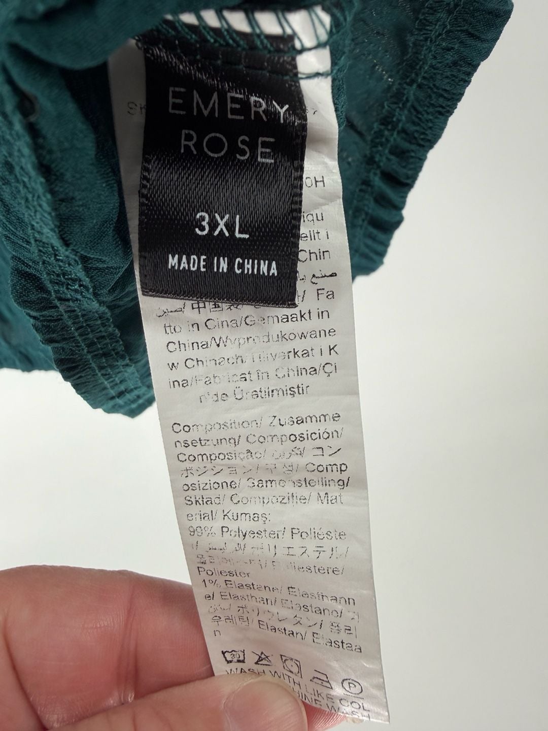 Emery Rose 3XL Teal Ruffle Peplum Blouse Textured Babydoll Boho Top 4