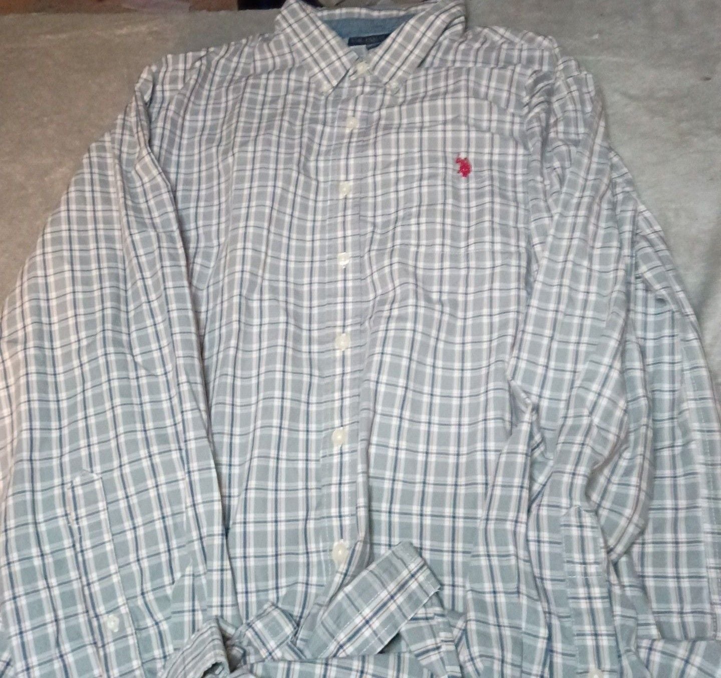 U.S. Polo Assn. Plaid Button Down Shirt Size XXL Gray Long Sleeve 1