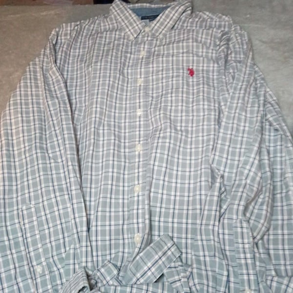 U.S. Polo Assn. Plaid Button Down Shirt Size XXL Gray Long Sleeve