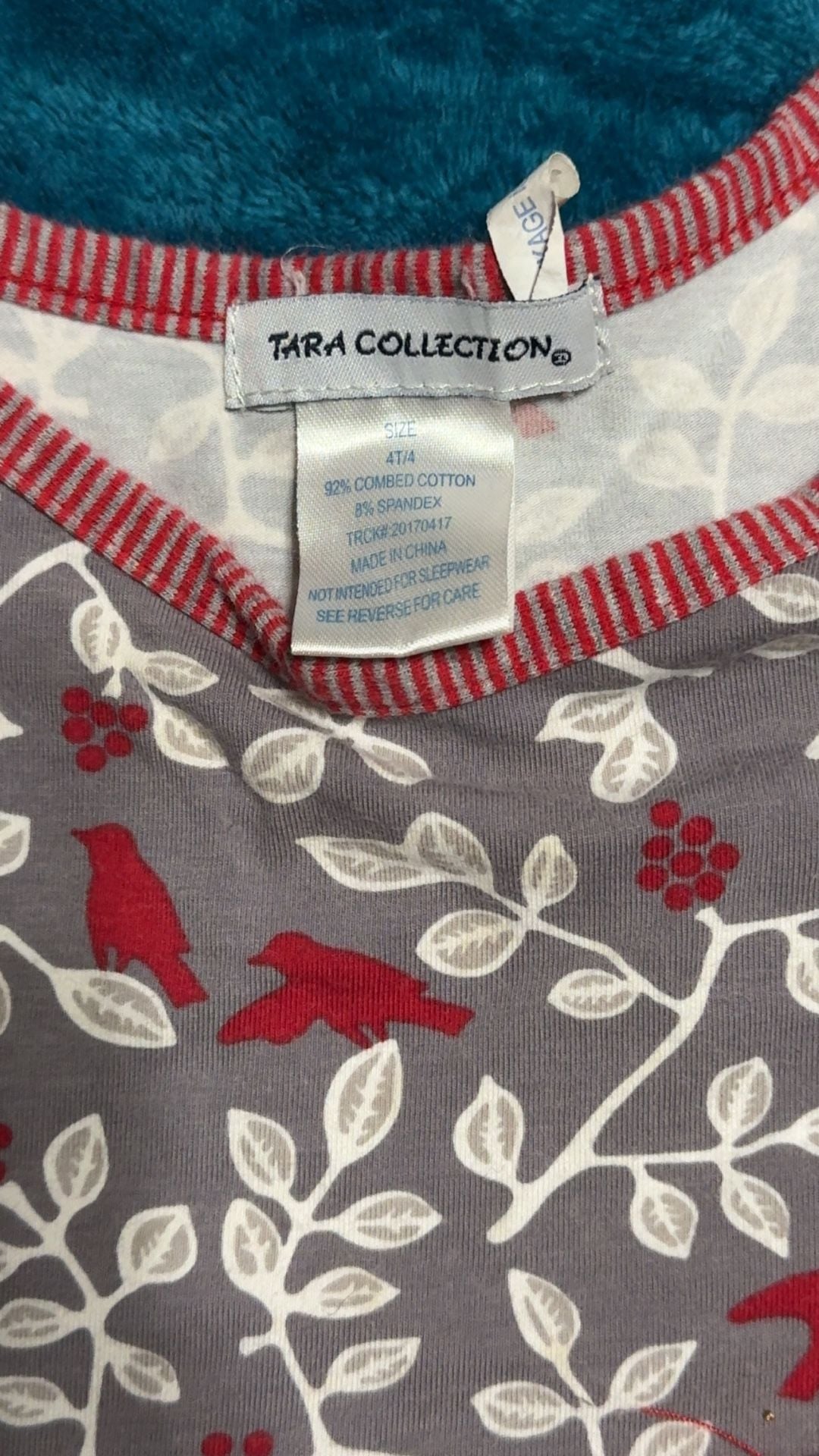 Tara Collection Tunic and Legging Set Size 4T/4 Gray Red Birds 2