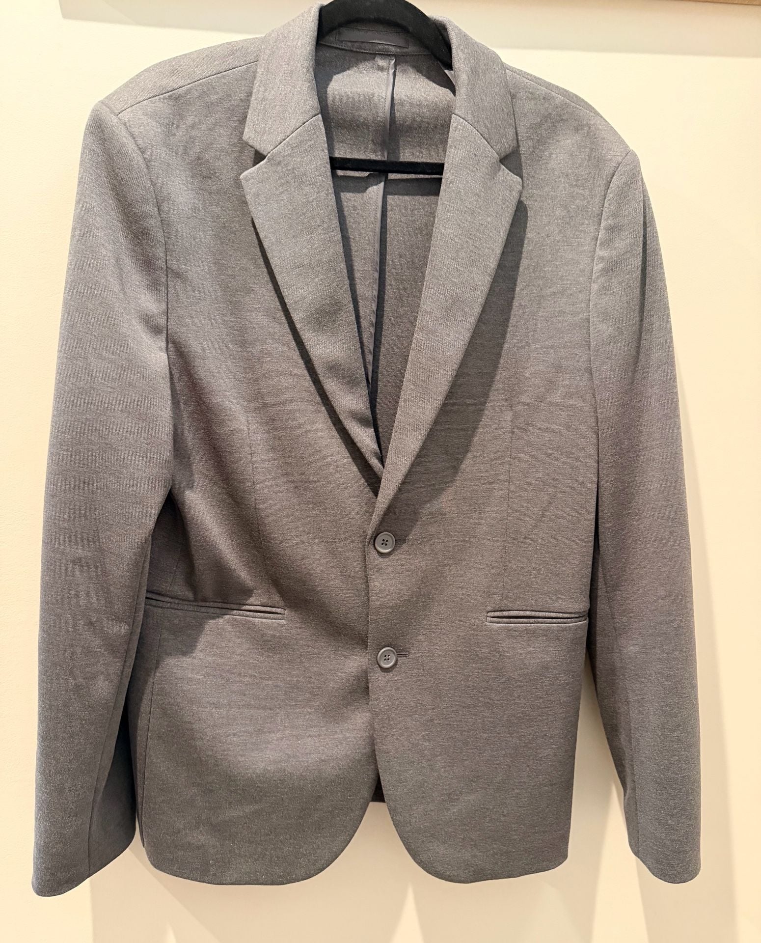 Primark Slim Fit Stretch Blazer Size 42R Grey Knit 2
