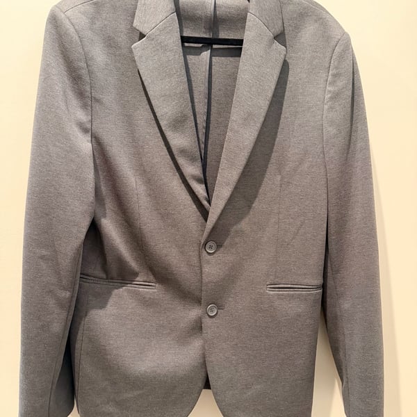 Primark Slim Fit Stretch Blazer Size 42R Grey Knit