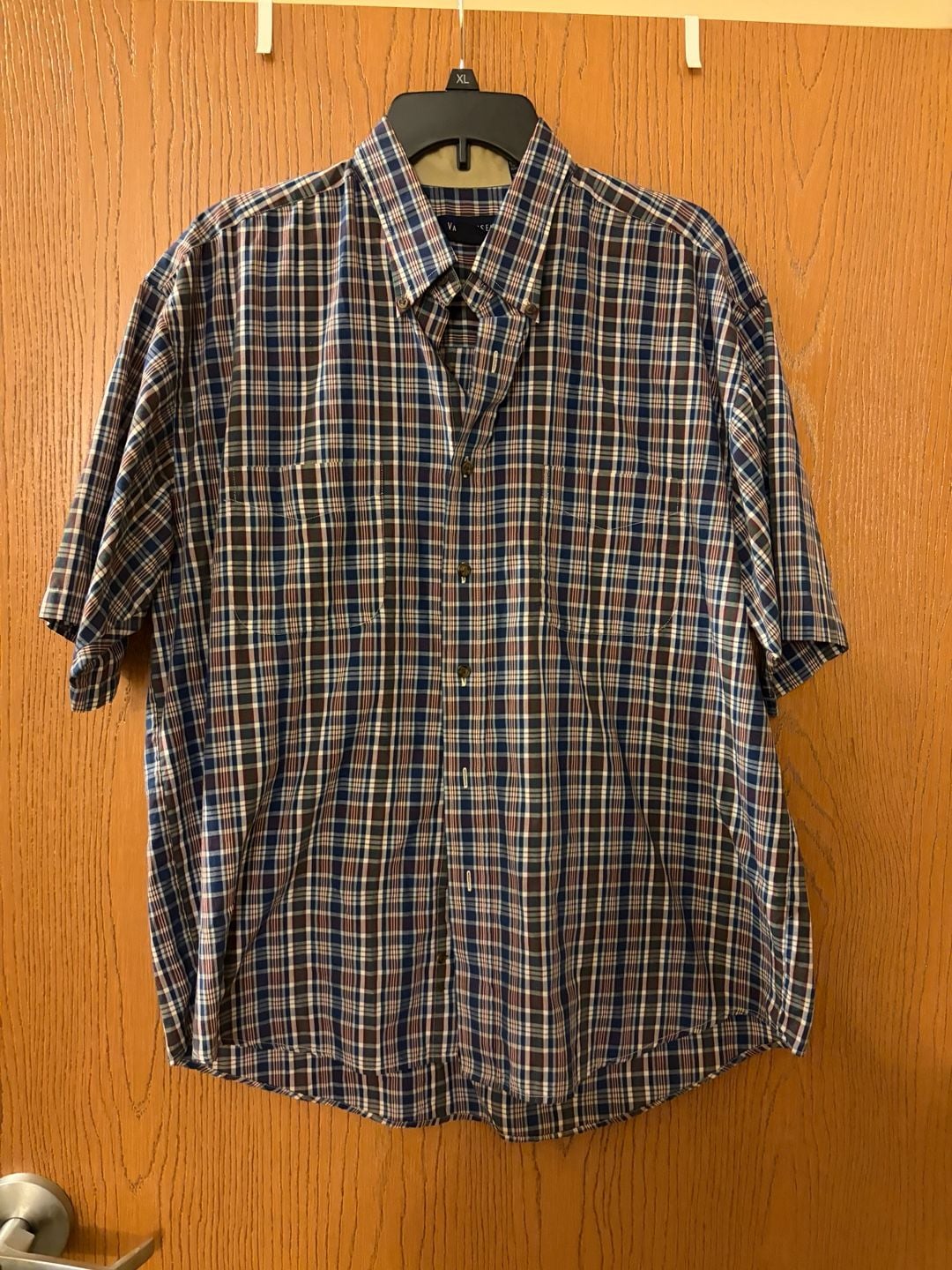 Van Heusen Plaid Button Down Shirt Size 16-16 1/2 Short Sleeve 2