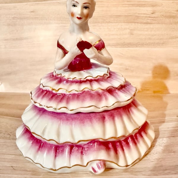 Min Century Victorian Woman Figurine Trinket Box by  1898 China Company