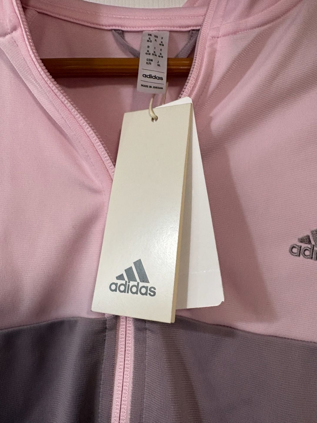 Adidas Essentials Color Block Tricot Zip Hoodie Size XL Pink Gray Jacket 5