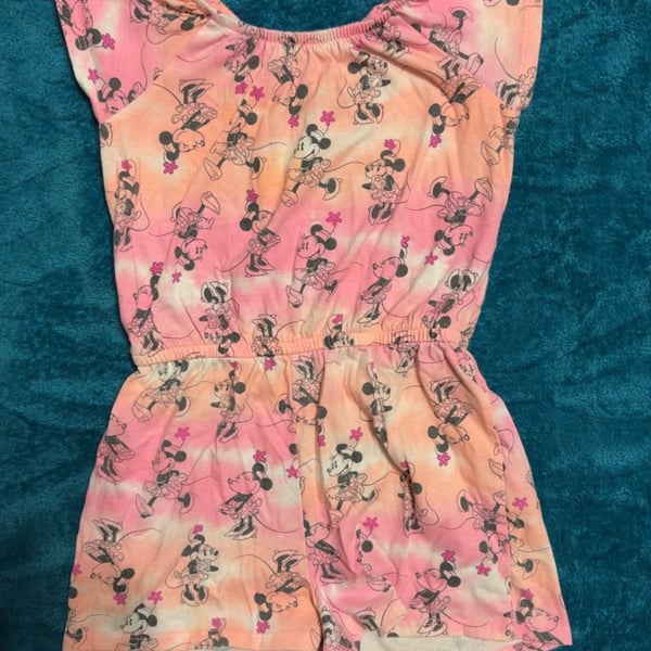 Disney Jumping Beans Minnie Mouse Romper Size 5T Pink Tie Dye