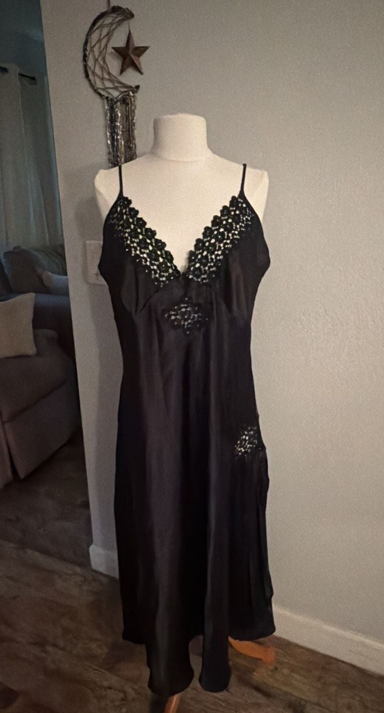 delicates Black Slip Dress Nightgown 2