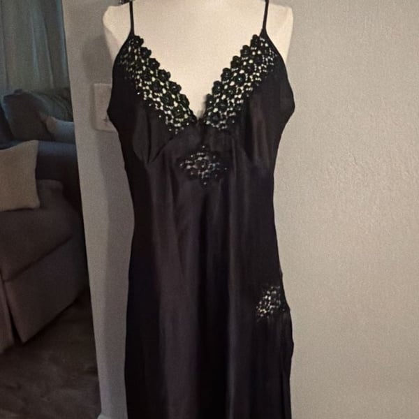 delicates Black Slip Dress Nightgown