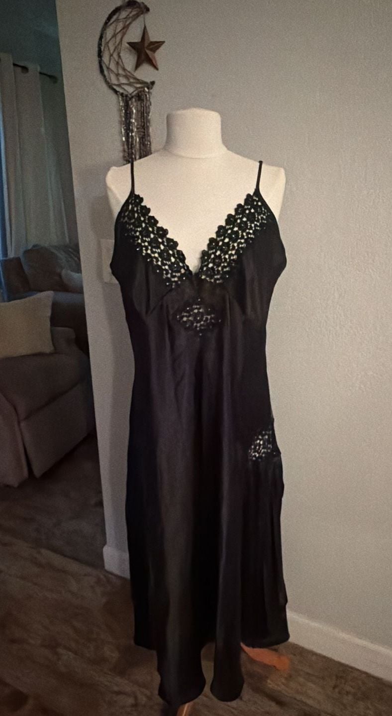 delicates Black Slip Dress Nightgown 3