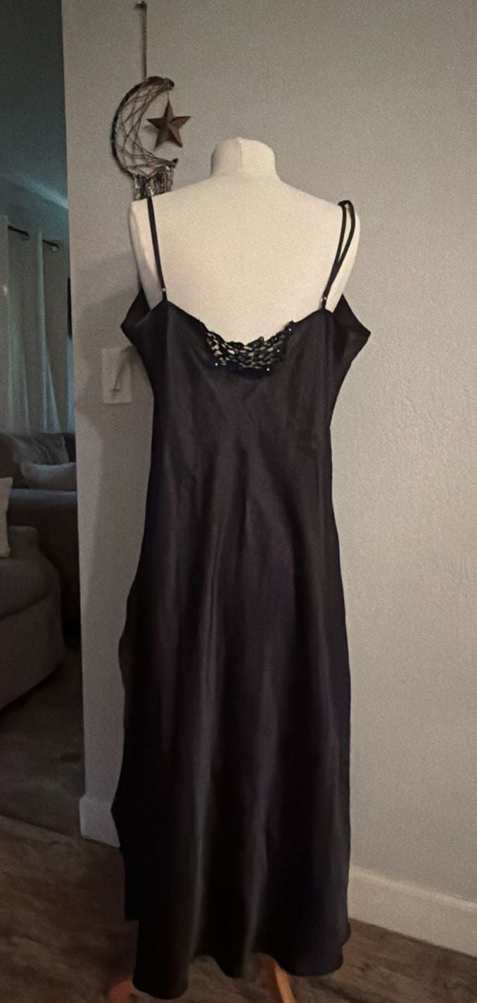 delicates Black Slip Dress Nightgown 6