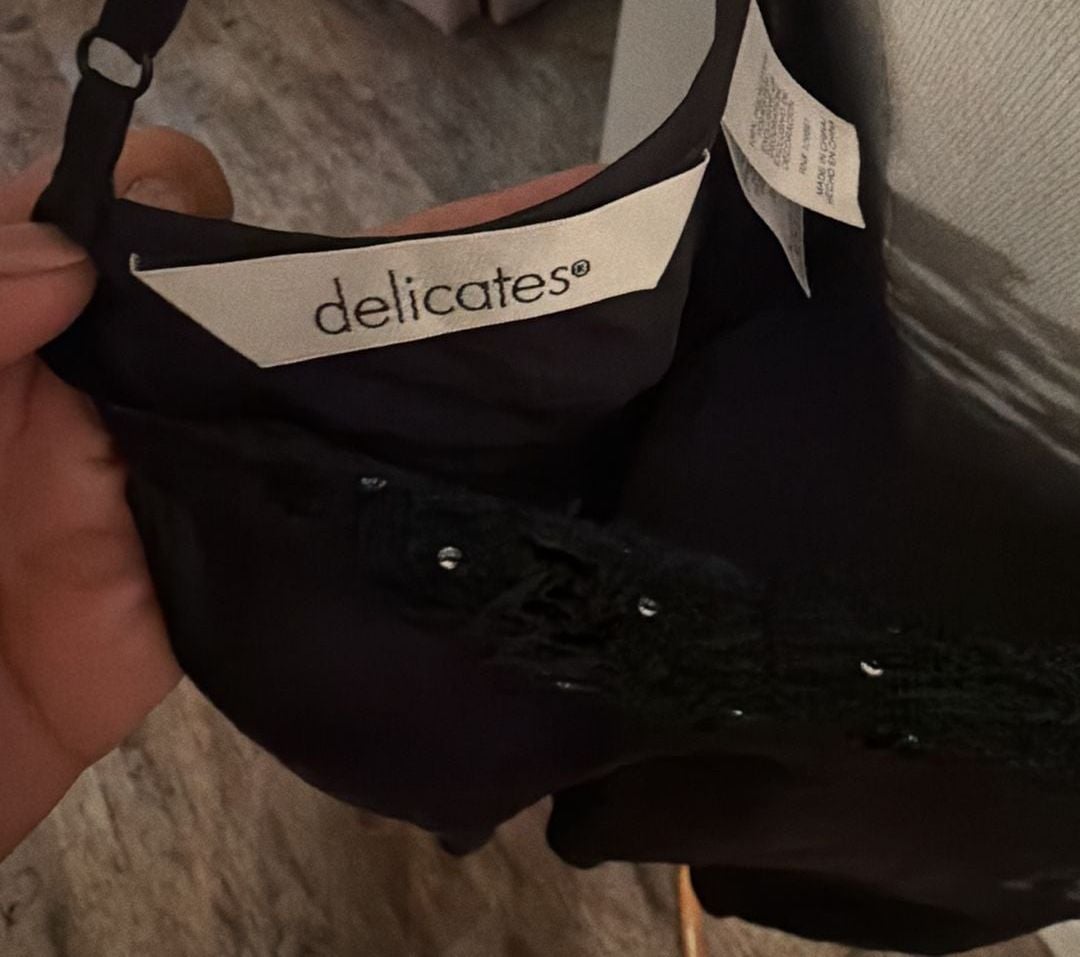 delicates Black Slip Dress Nightgown 7