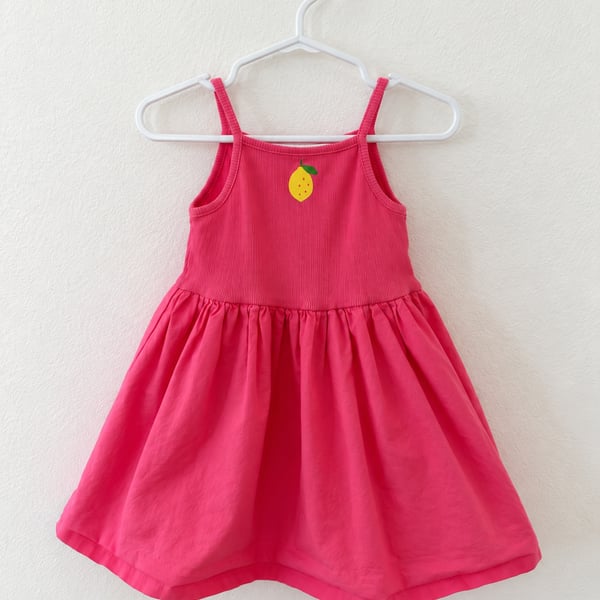 H&M Pink Lemon Printed-Detail Dress Size 12/18M