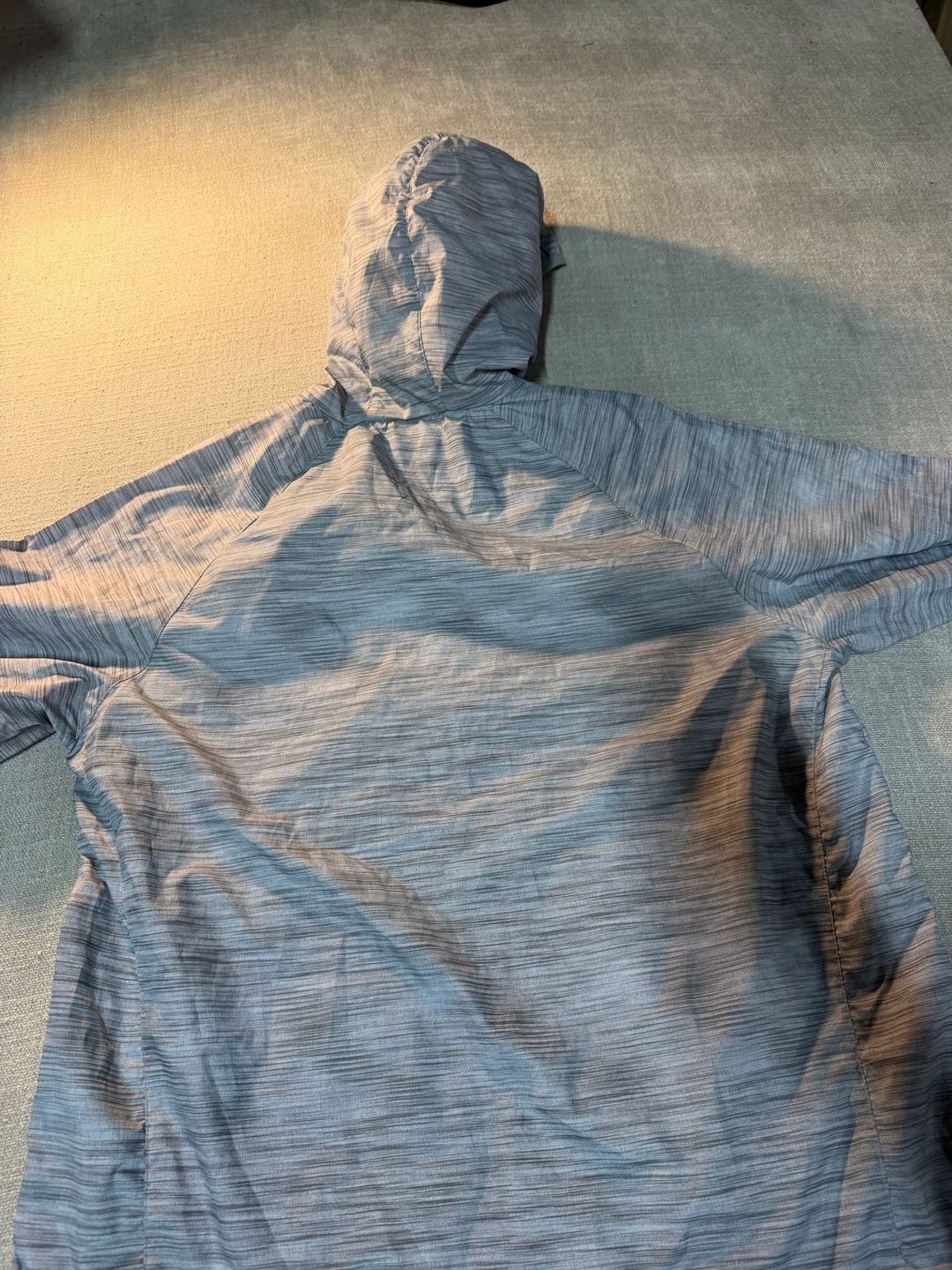 New Balance Windbreaker Jacket Size L Grey Heather Hooded Full Zip 7