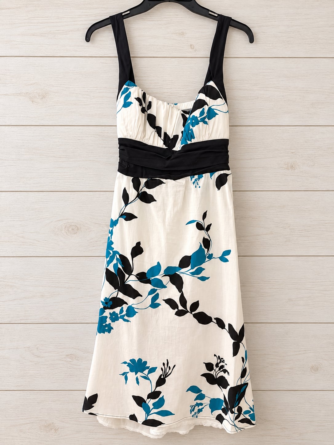 B. Smart Dress Size 12 Floral Black Blue White Sundress Y2K 2