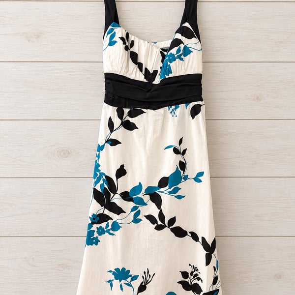 B. Smart Dress Size 12 Floral Black Blue White Sundress Y2K