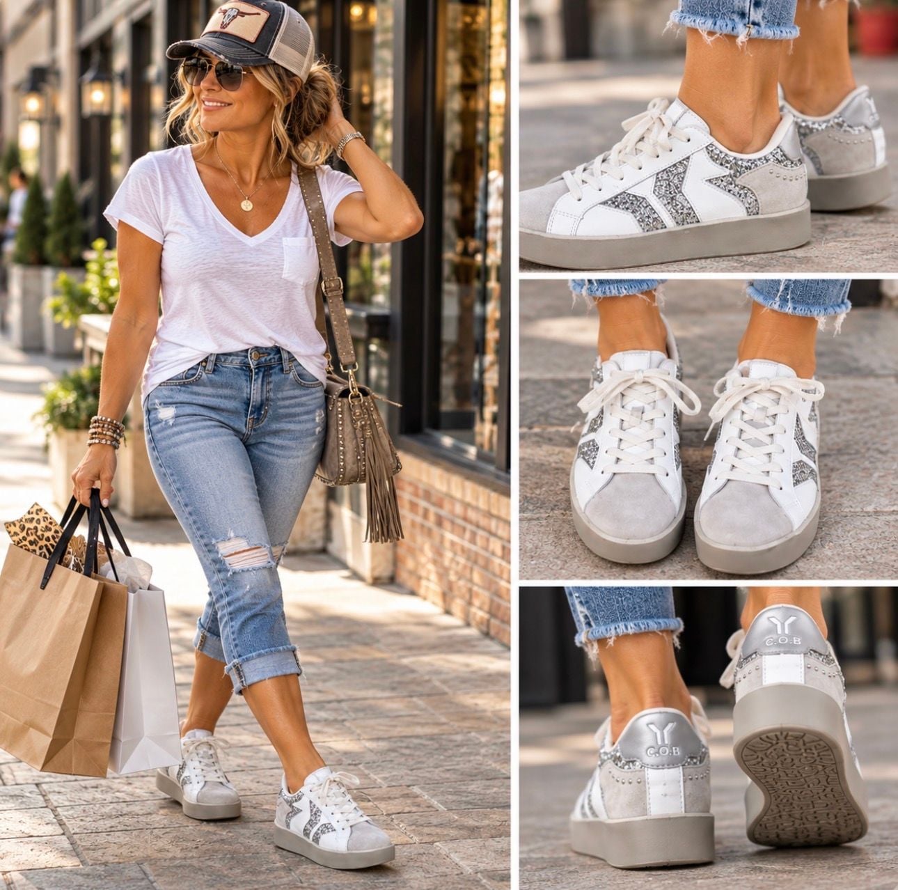 C.O.B. Culture of Brave Play Women’s 10-10.5 Silver Glitter Platform Sneakers 2