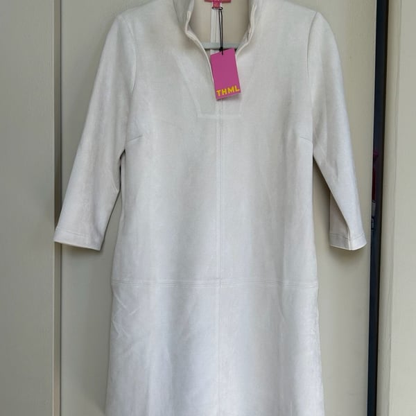 NWT Thml Dress Size Xs Vegan Suede Cream Off White Mock Neck Shift