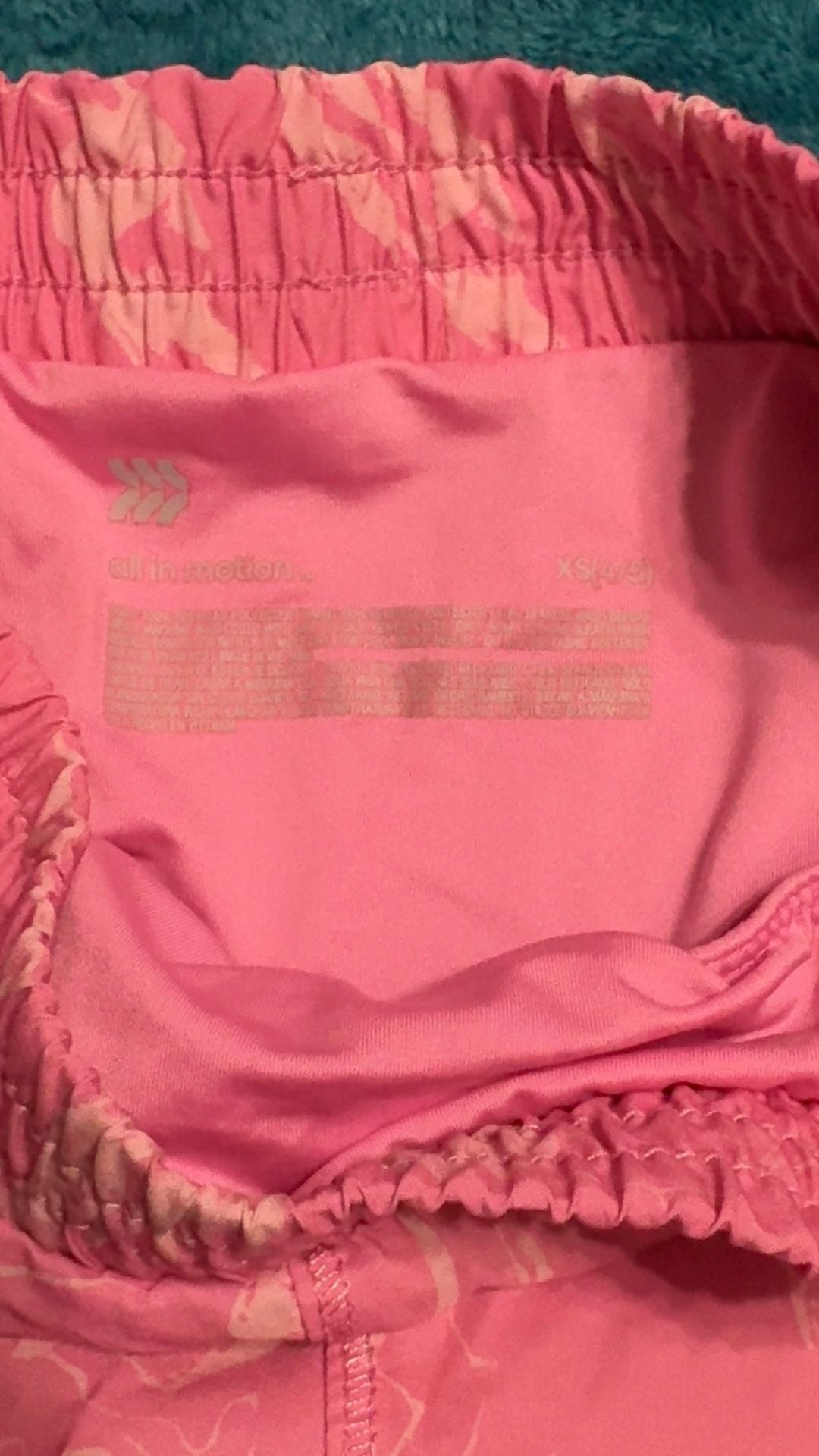 All in Motion Girls Athletic Shorts Size XS 4/5 Pink Marble Running 2