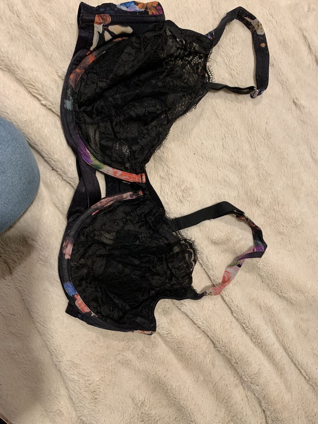 Floral Butterfly Lace Balconette Bra Black 1