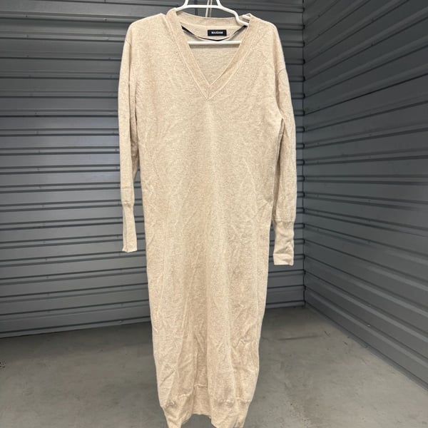 Naadam V-Neck Cashmere Sweater Dress Beige