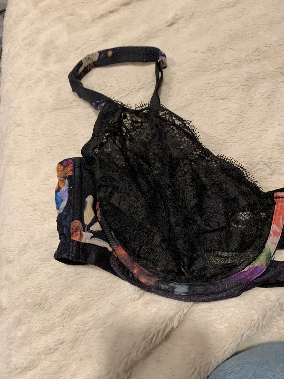 Floral Butterfly Lace Balconette Bra Black 2
