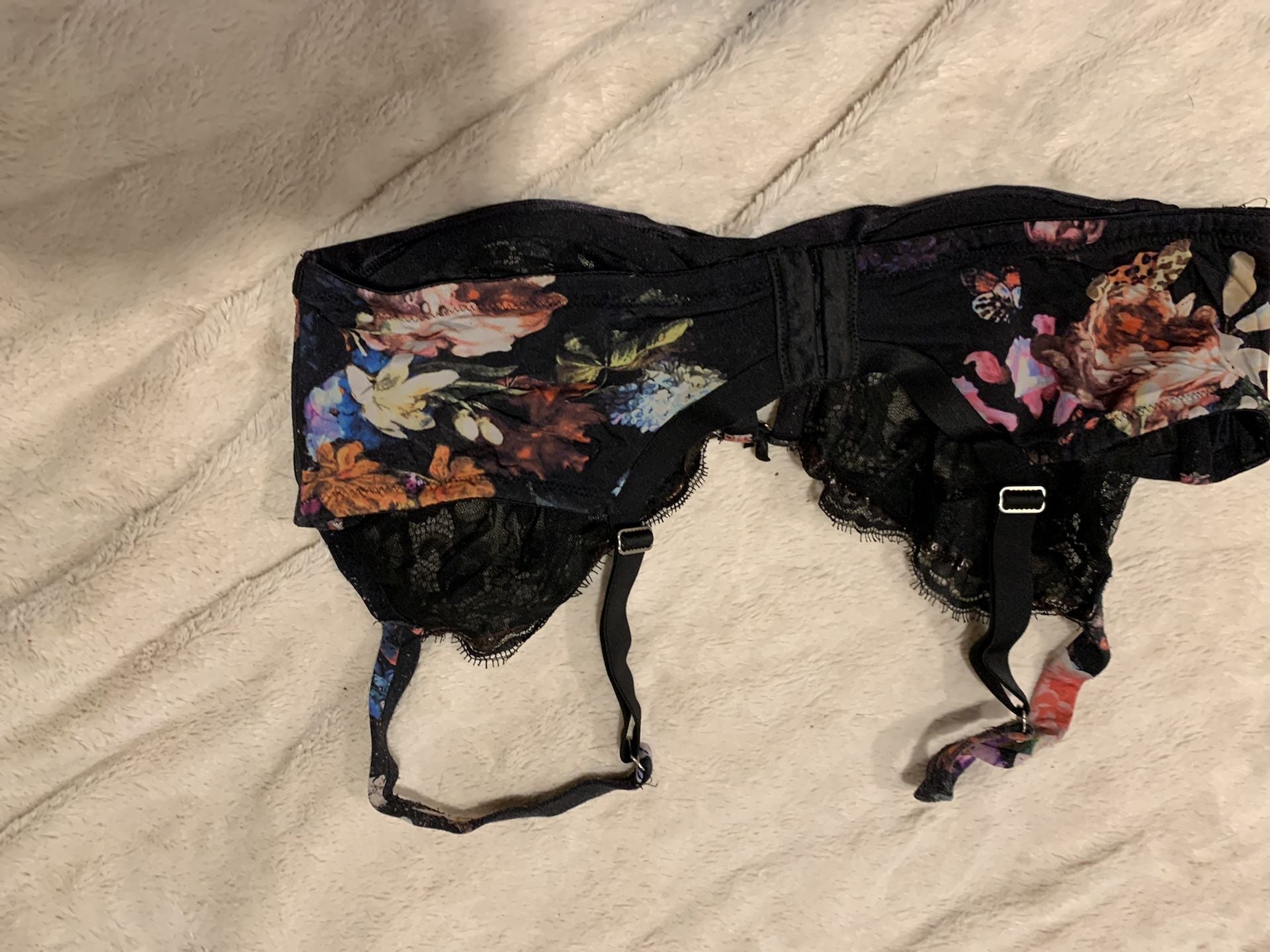 Floral Butterfly Lace Balconette Bra Black 5