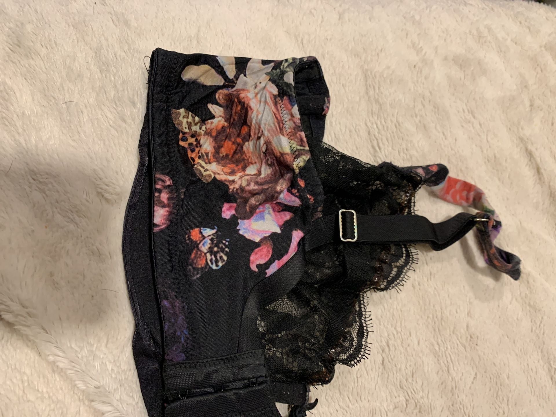 Floral Butterfly Lace Balconette Bra Black 6