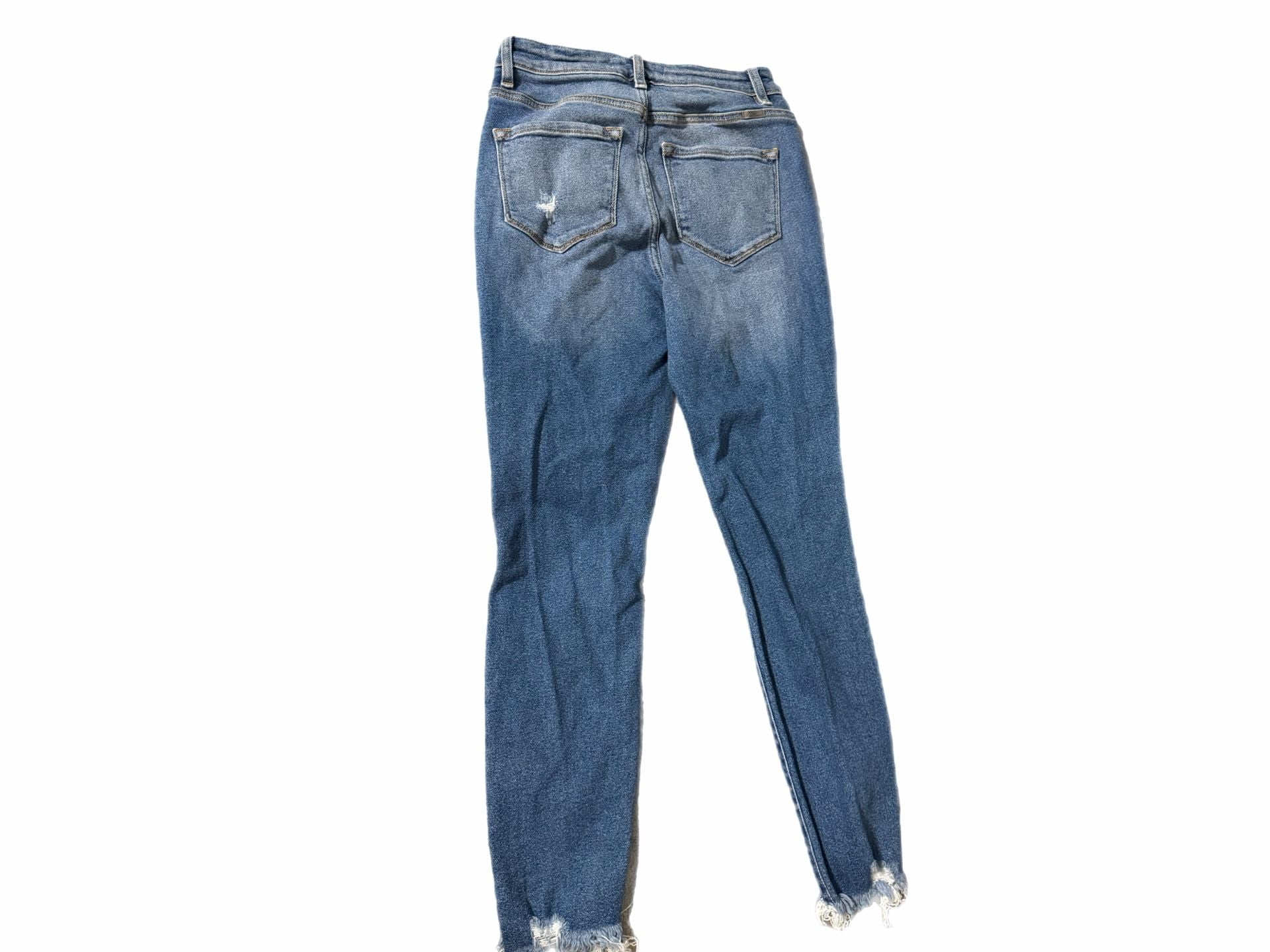 KanCan High Rise Skinny Jeans Medium Wash Distressed Frayed Hem 3
