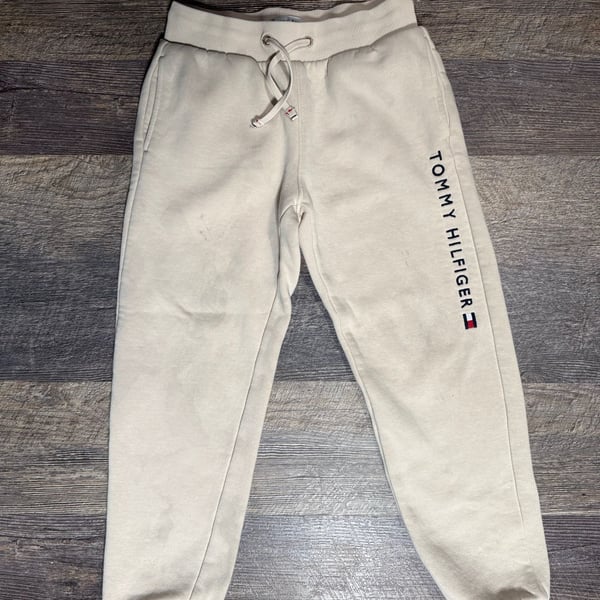 Tommy Hilfiger Sweatpants Size 128 Beige Logo Joggers