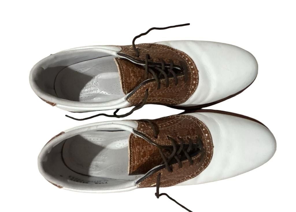 Footjoy Classics Women’s Premieres Golf Shoes White Brown Saddle 7.5 5