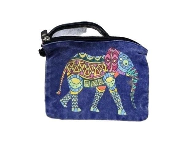 Elephant Print Canvas Zipper Pouch 2