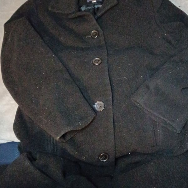 Harold's Lambswool & Cashmere Pea Coat Size 6 Black Wool Blend